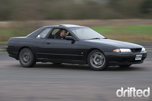 Ian Blackett drifting at Santa Pod