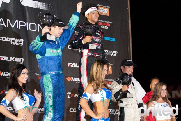 Yoshihara, McNamara, and Yoshioka on the Podium - Formula Drift Road Atlanta 2011