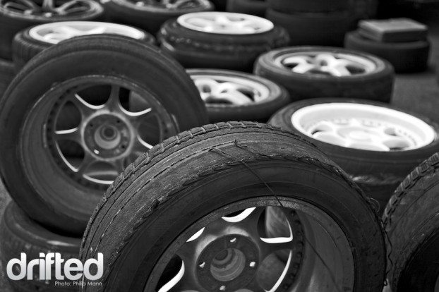 Dead tyres at Santa Pod