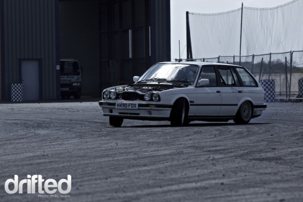 BMW estate drifting at Santa Pod DWYB