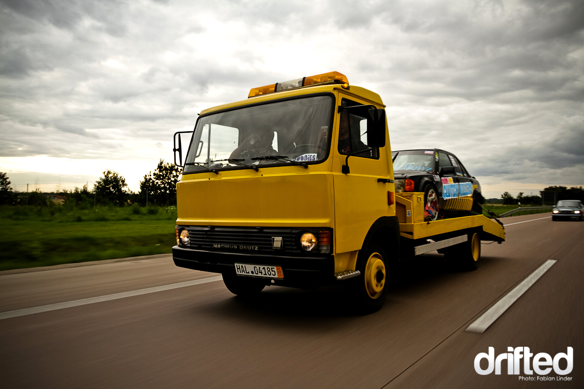 drift car flat bed truck