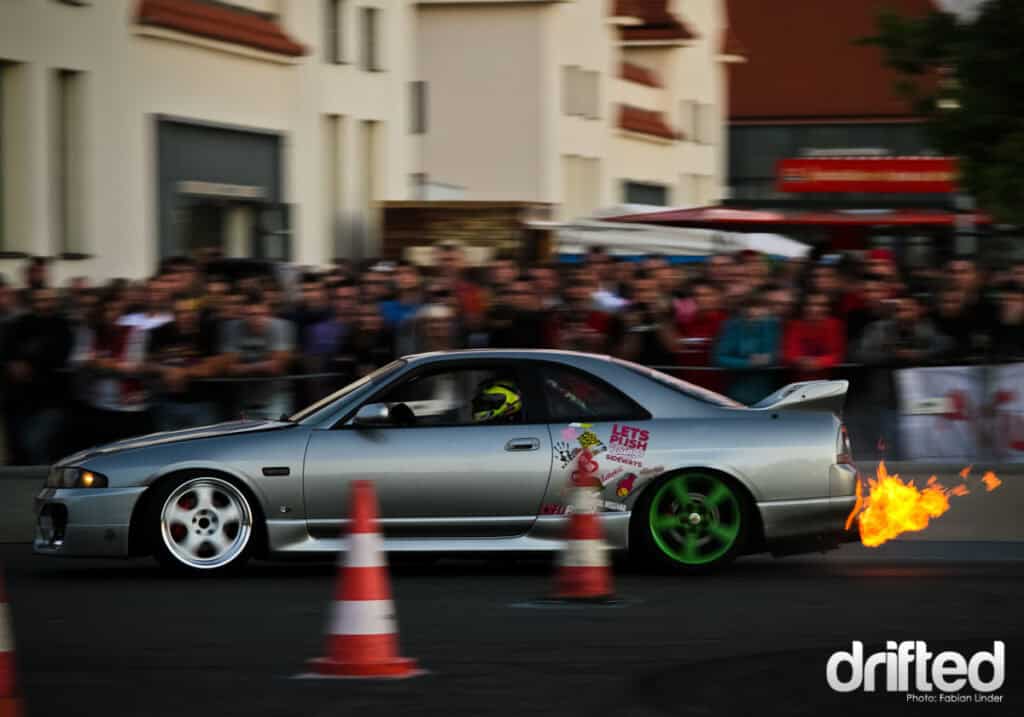 EVENT: XS Carnight Drift Demo - Image The crowd loved the Skyline for his immense flames