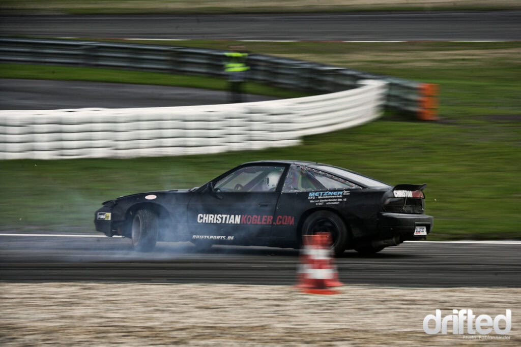 Christian K&ouml;gler, one of our best drivers tried to do a backward entry, during the many pratices, he killed his gearbox