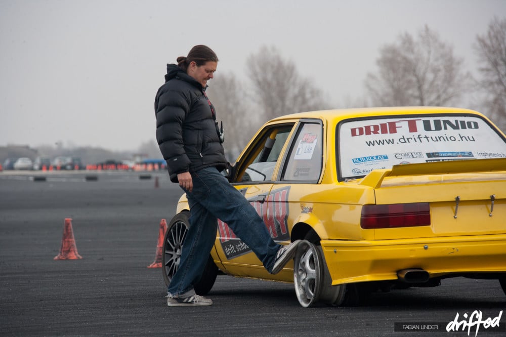 MYWAY Drift School Adam checking the rear tires