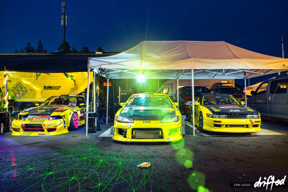 Team Yellow party all night at Gatebil Rudskogen