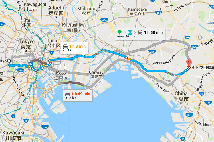 Tokyo to TEPS Racing Service directions