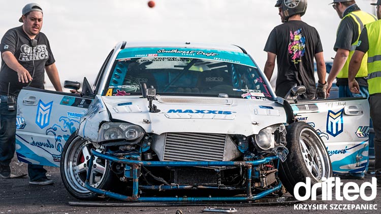 crashed subaru impreza