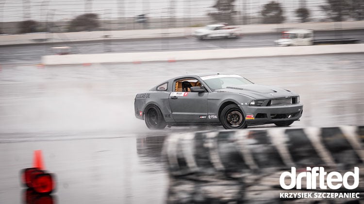 gray mustang drifting side