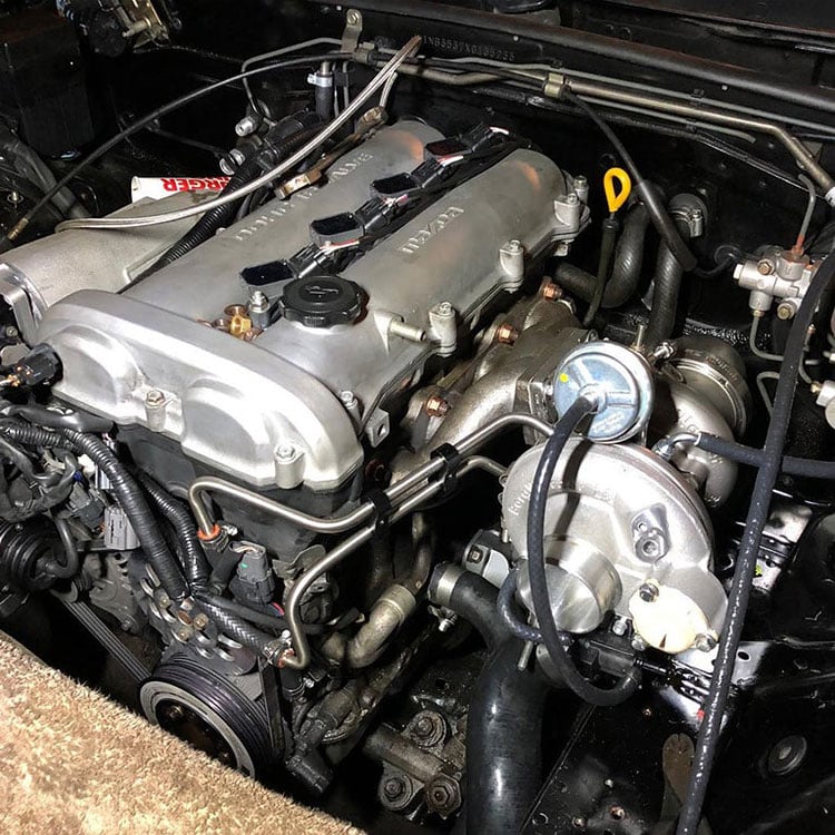 trackspeed miata turbo kit engine bay