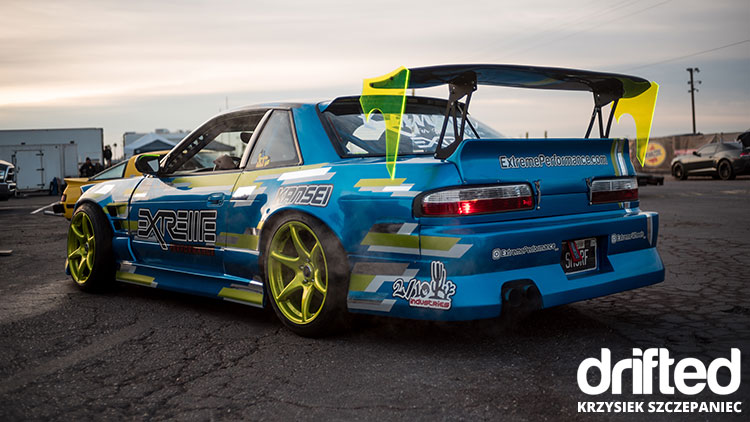 blue 240sx notchback drift car