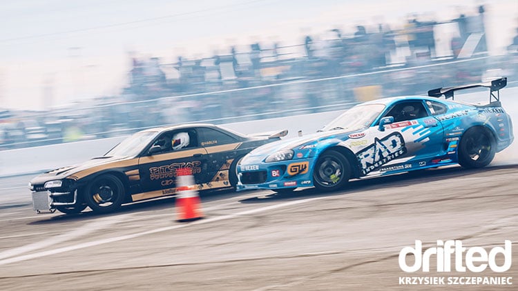 blue supra drift car twin battle