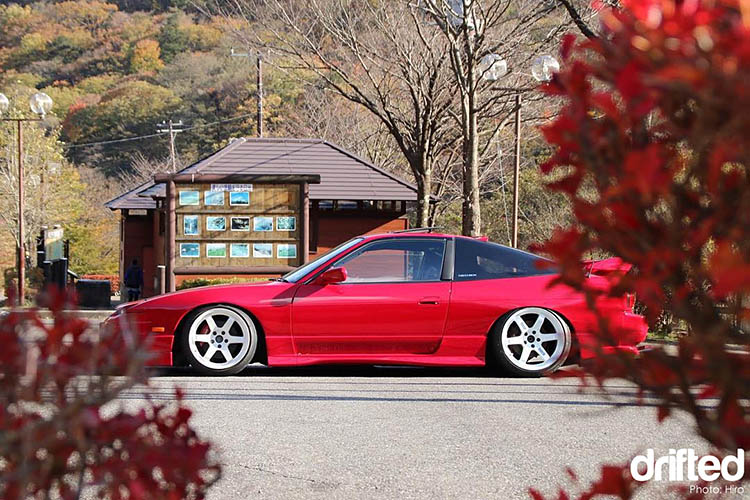 red 180sx 240sx slammed drift drifting drifted