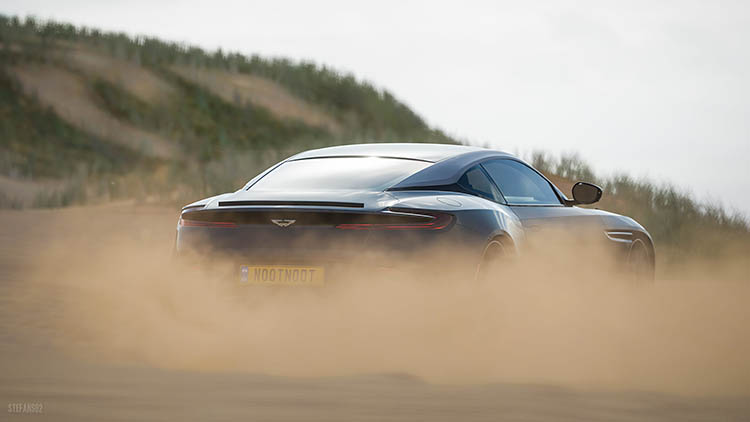 aston martin db11 17 drift dust cloud