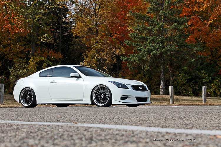 white infiniti g37 fitment stance hard parked
