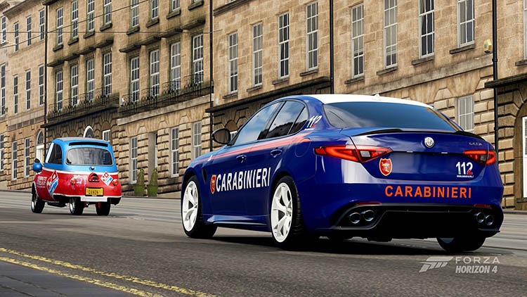 alfa romeo giulia carabinieri bmw isetta chase