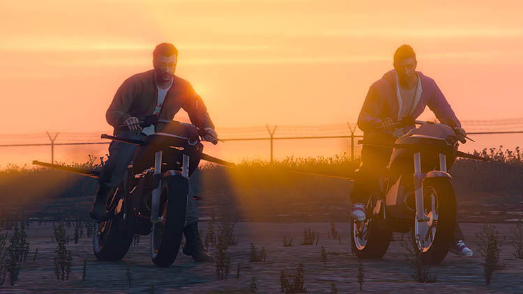 bikes motorbikes sunset glow