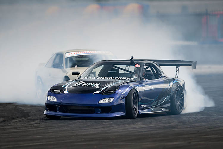 blue mazda rx7 fd3sdrift drifting