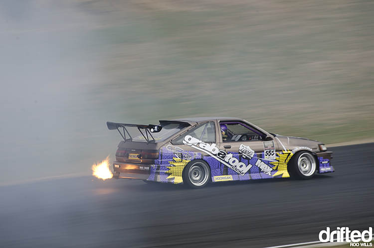 toyota corolla ae85 rotary 20b drift drifting flame