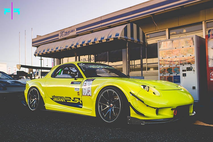 yellow mazda rx7 fd wide widebody stance