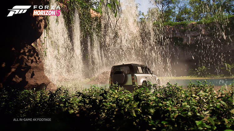 land rover defender waterfall rainforest