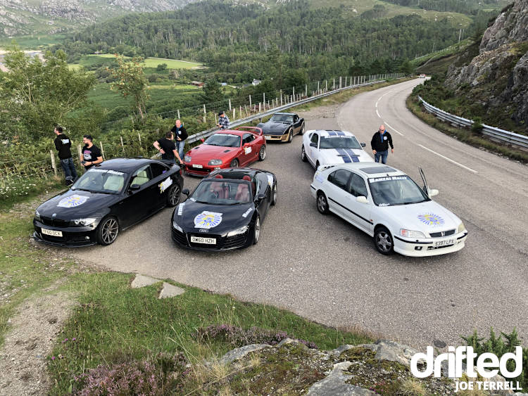 banzai rally cars parked at road