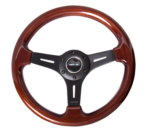 classic wood grain 330mm black spokes