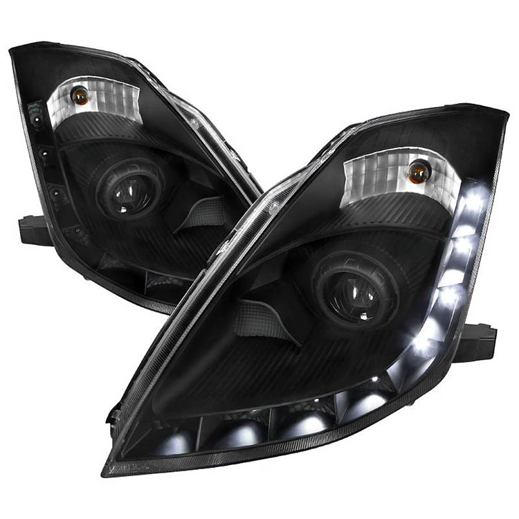 spec d projector headlights led drl strip nissan