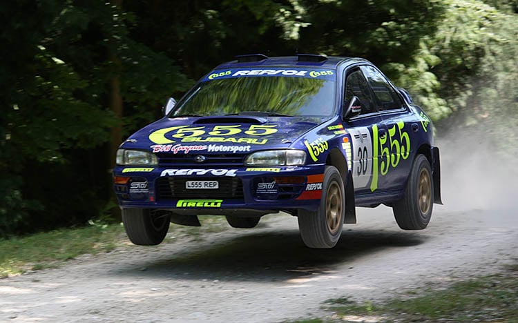 subaru 555 rally car jump goodwood off road