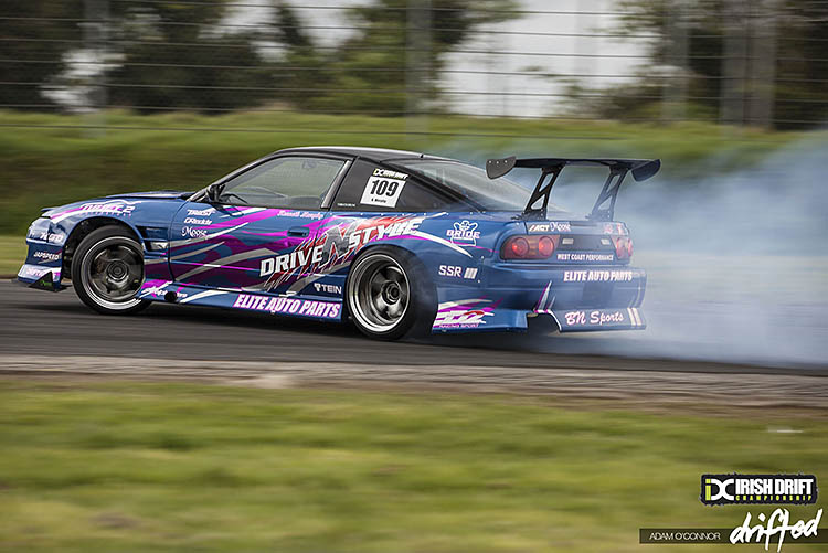 blue drift car smoke