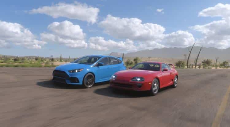 focus rs toyota supra forza motorsport vs horizon