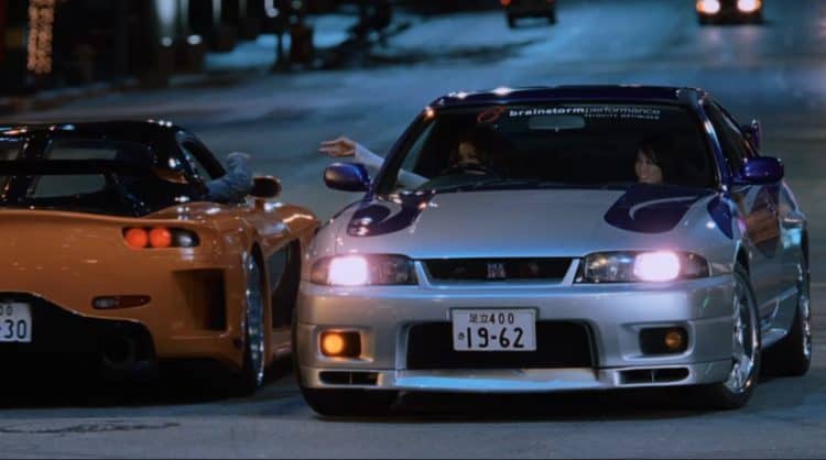 silver blue nissan skyline r33 gtr han phone number exchange tokyo drift cars