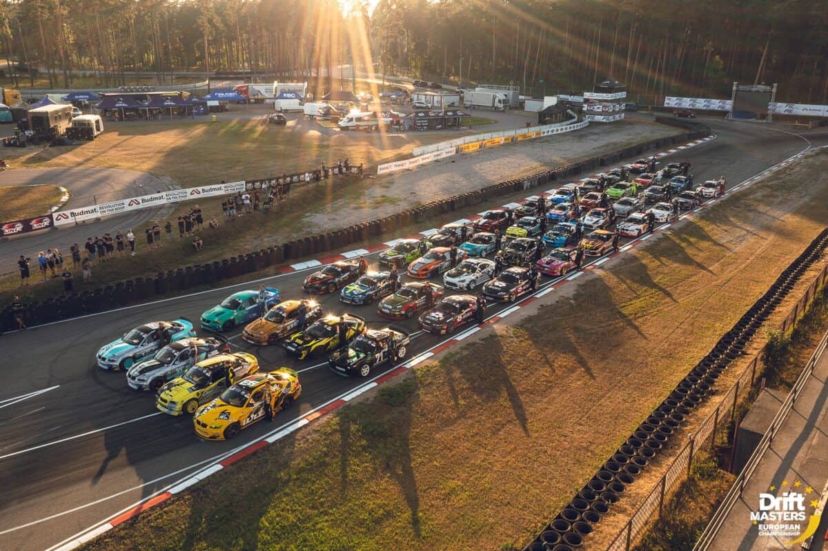 Drift Masters Round 4: Latvia – Preview & Livestream - Image driver lineup drone shot latvia riga drift masters-2024 round 4